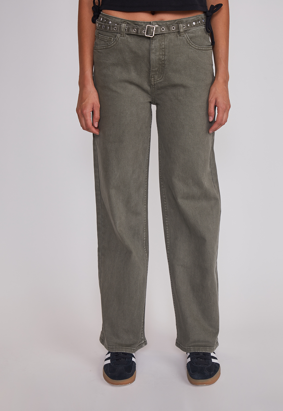 Pantalón Mujer Baggy Cinturón Verde Sioux 1