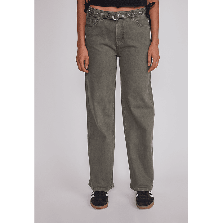 Pantalón Mujer Baggy Cinturón Verde Sioux 1