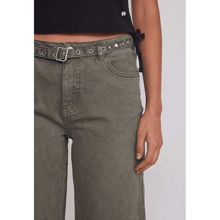Pantalón Mujer Baggy Cinturón Verde Sioux 4