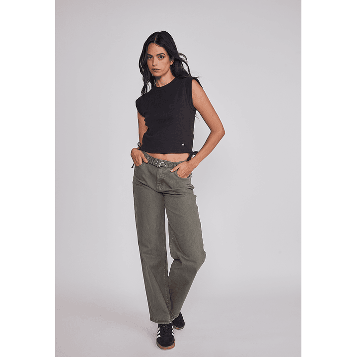 Pantalón Mujer Baggy Cinturón Verde Sioux 5