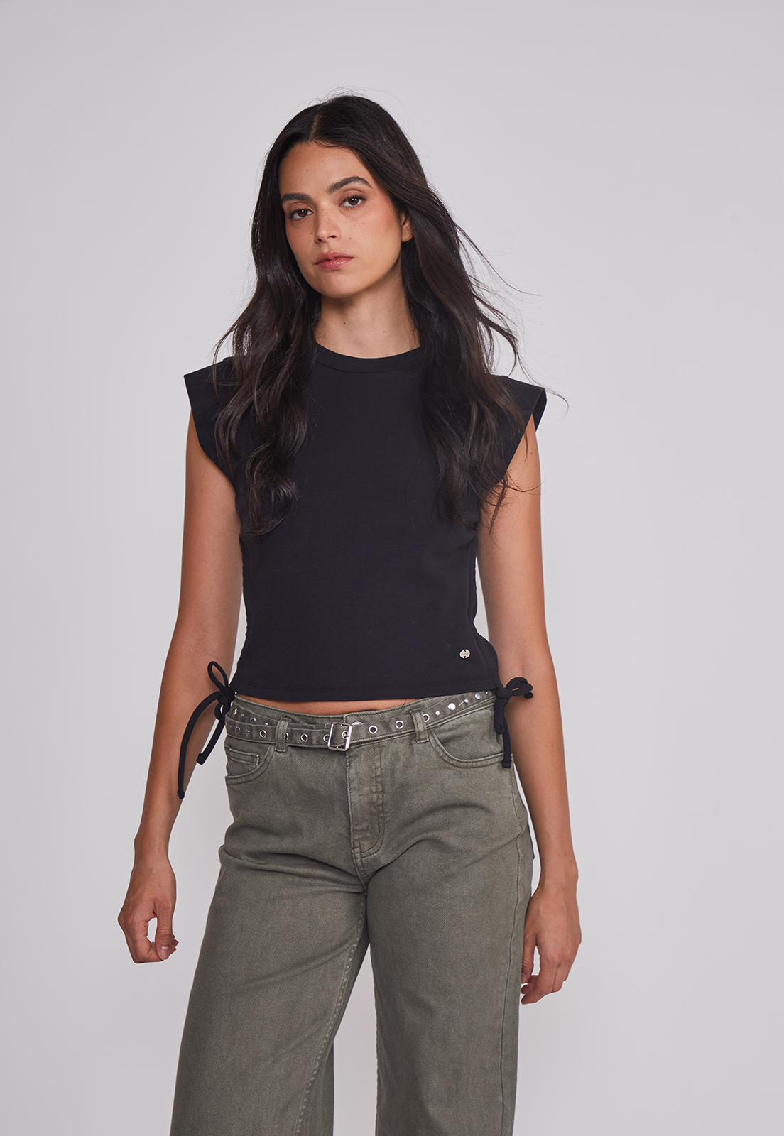 Polera Mujer Ajustador Costados Negro Sioux 1