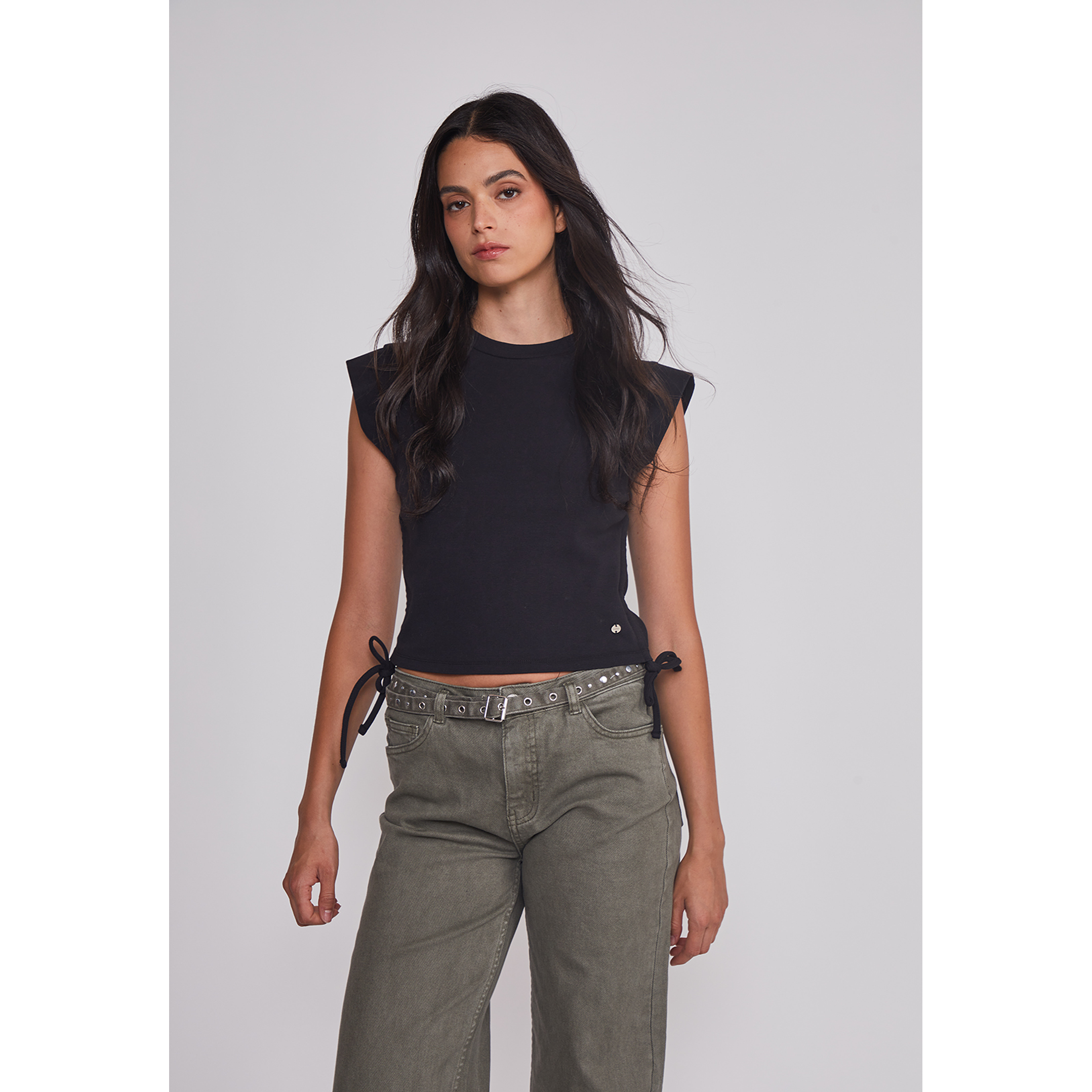 Polera Mujer Ajustador Costados Negro Sioux 1