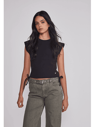 Polera Mujer Ajustador Costados Negro Sioux