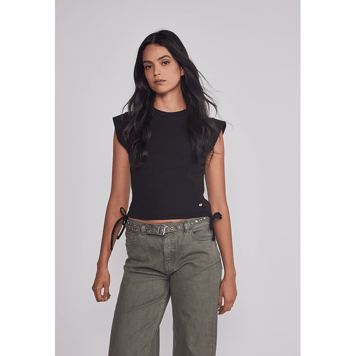 Polera Mujer Ajustador Costados Negro Sioux 1