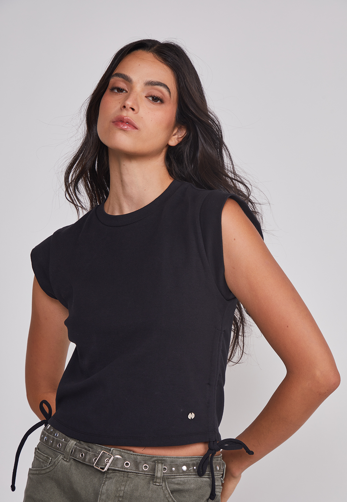 Polera Mujer Ajustador Costados Negro Sioux 3