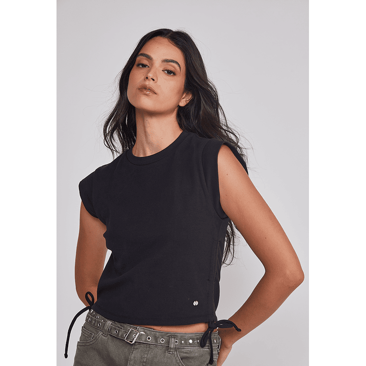 Polera Mujer Ajustador Costados Negro Sioux 3