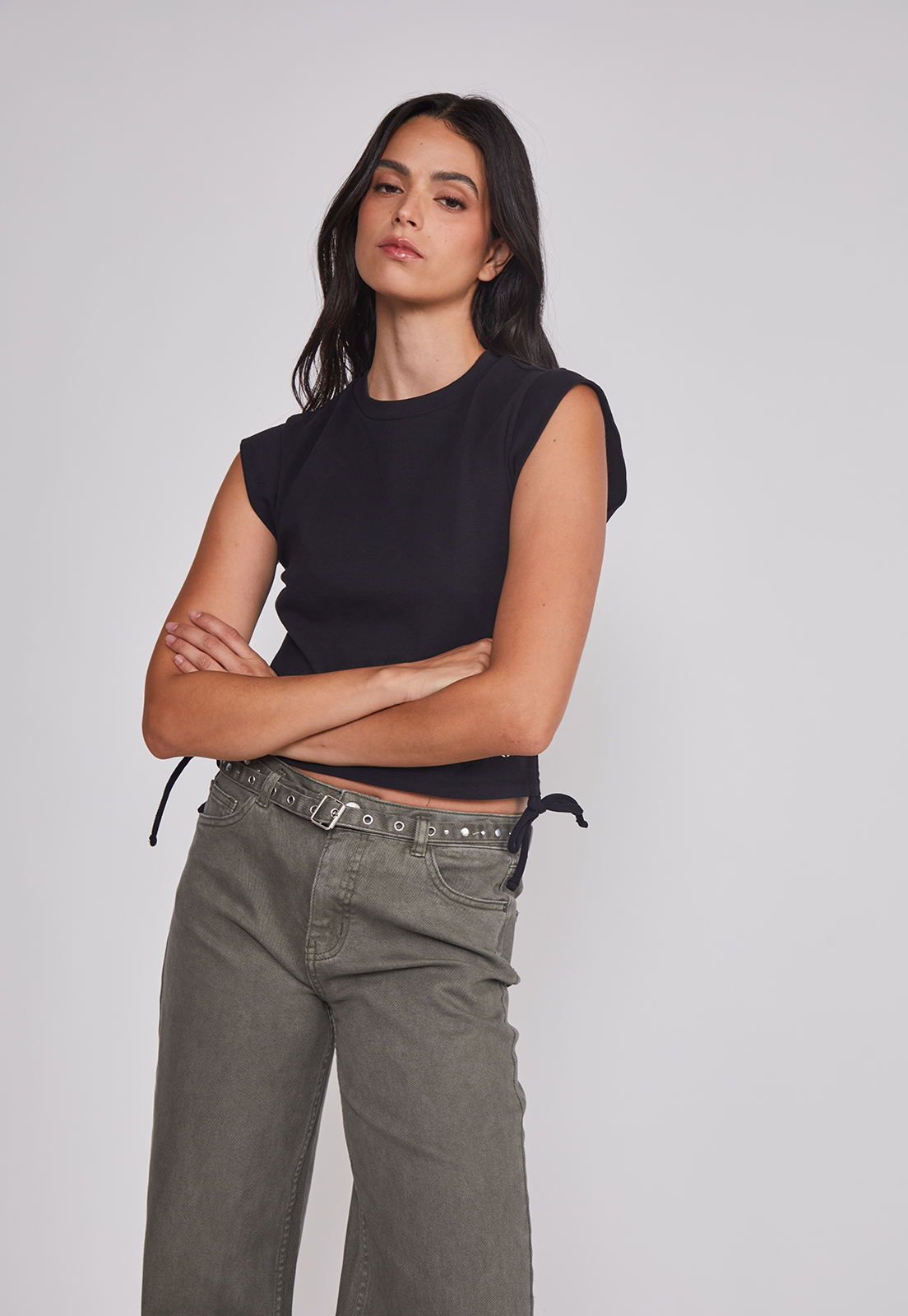 Polera Mujer Ajustador Costados Negro Sioux 2