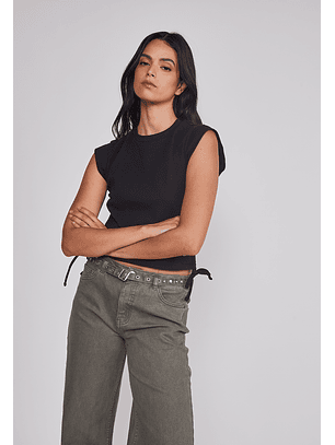 Polera Mujer Ajustador Costados Negro Sioux