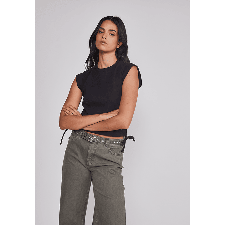 Polera Mujer Ajustador Costados Negro Sioux 2