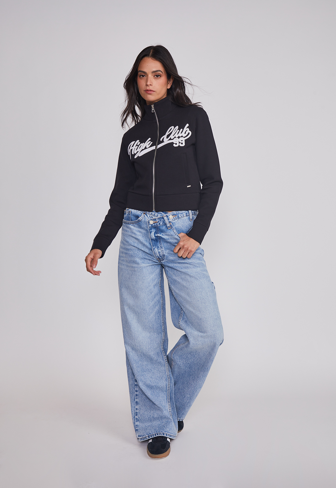 Jeans Mujer Wide Leg Boton Cruzado Celeste Sioux 3