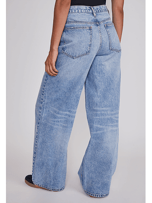 Jeans Mujer Wide Leg Boton Cruzado Celeste Sioux