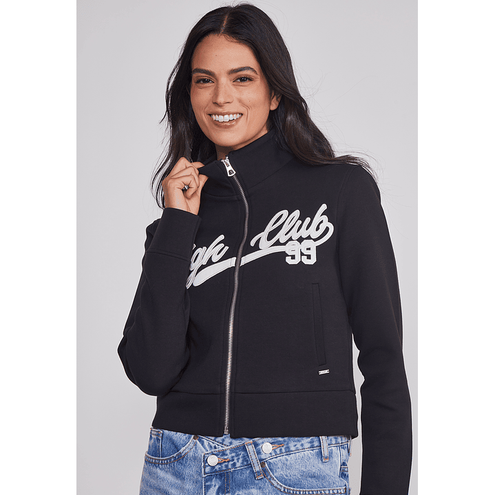 Polerón Mujer Ajustado Varsity Negro Sioux 4