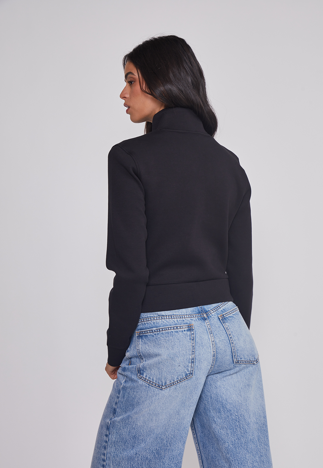 Polerón Mujer Ajustado Varsity Negro Sioux 2