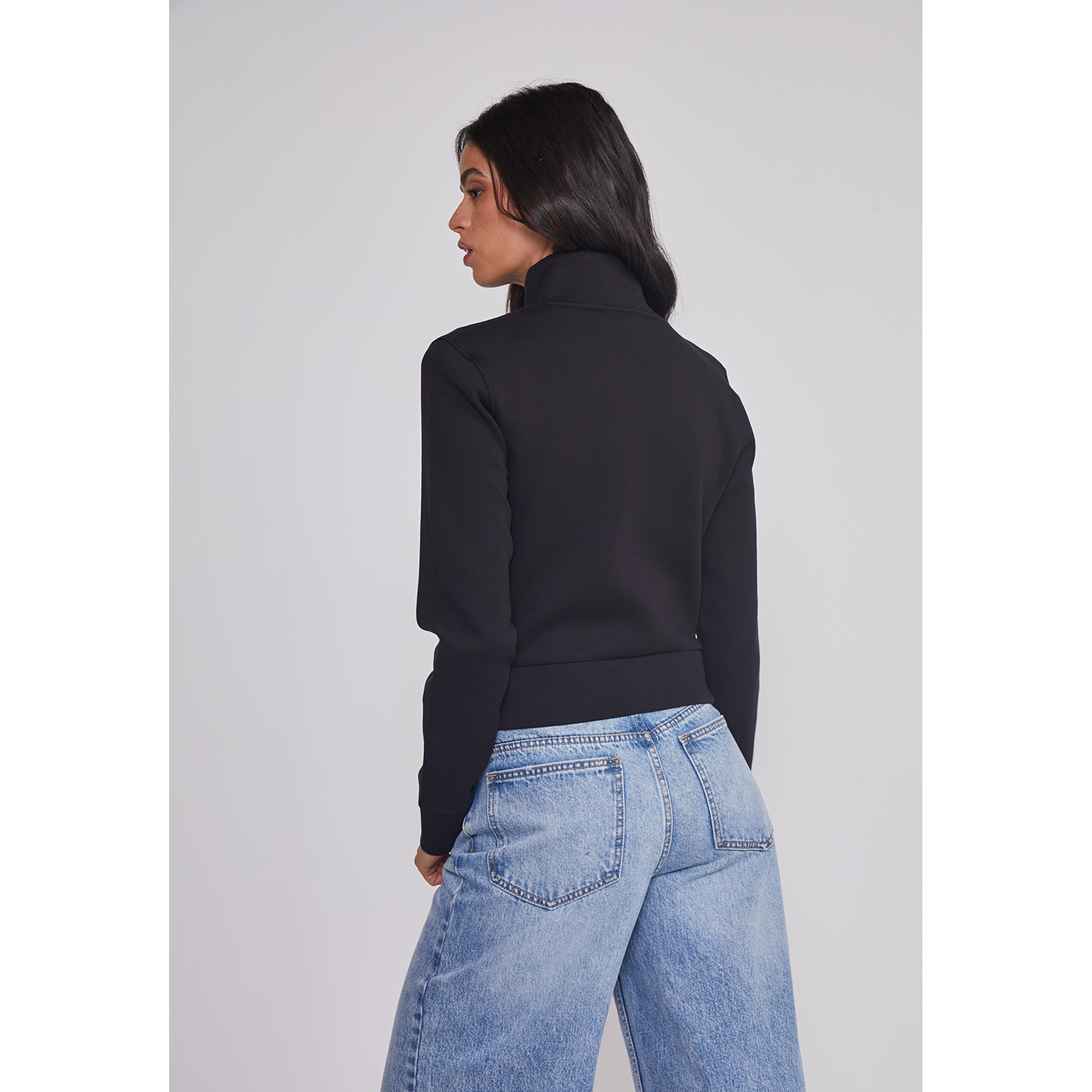 Polerón Mujer Ajustado Varsity Negro Sioux 2