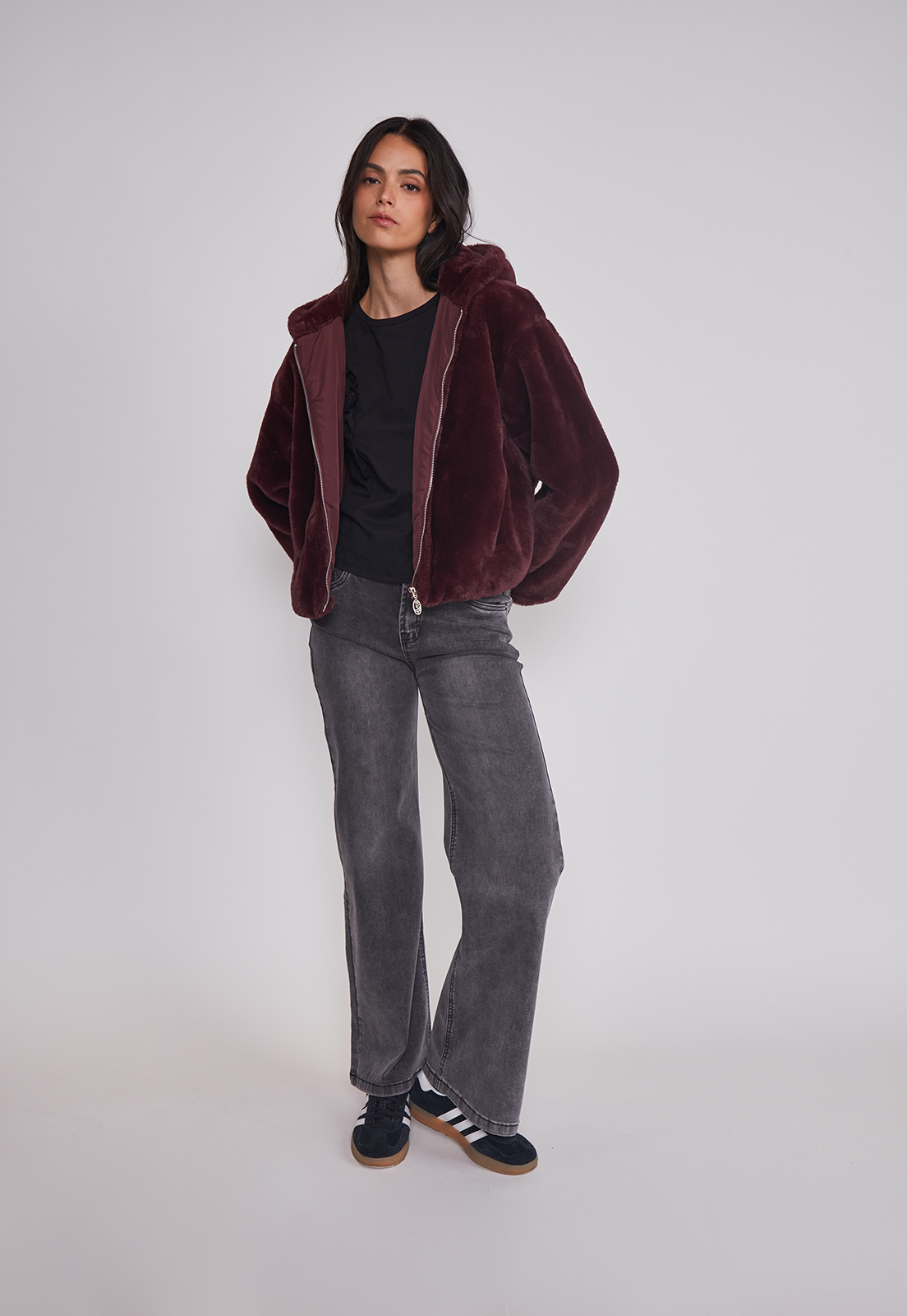 Jeans Mujer Wide Leg Tiro Alto Negro Sioux 3