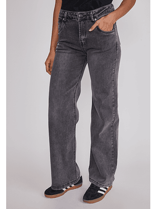 Jeans Mujer Wide Leg Tiro Alto Negro Sioux