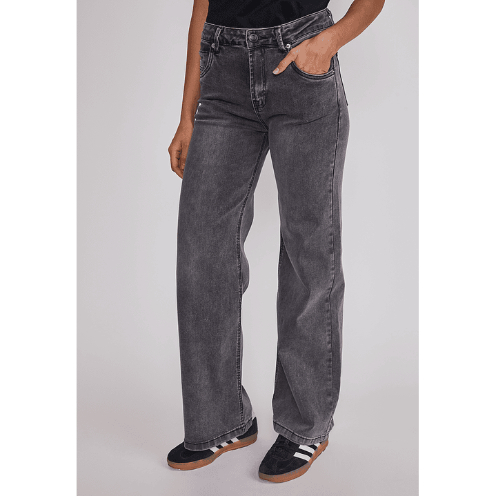Jeans Mujer Wide Leg Tiro Alto Negro Sioux 1