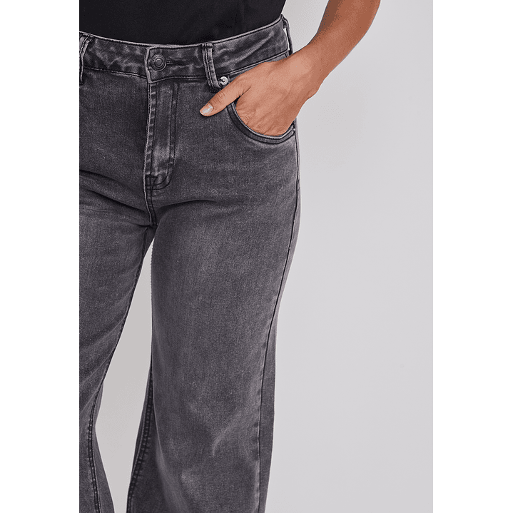 Jeans Mujer Wide Leg Tiro Alto Negro Sioux 4