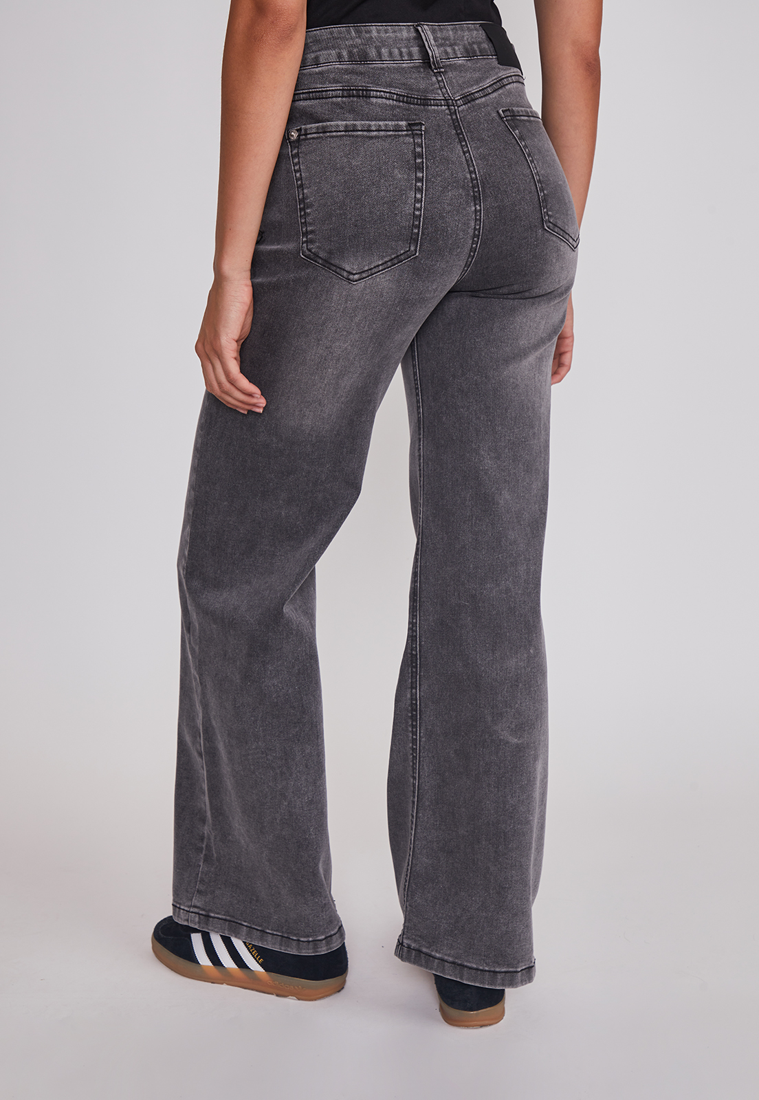 Jeans Mujer Wide Leg Tiro Alto Negro Sioux 2