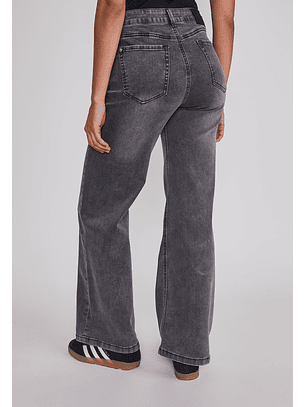 Jeans Mujer Wide Leg Tiro Alto Negro Sioux