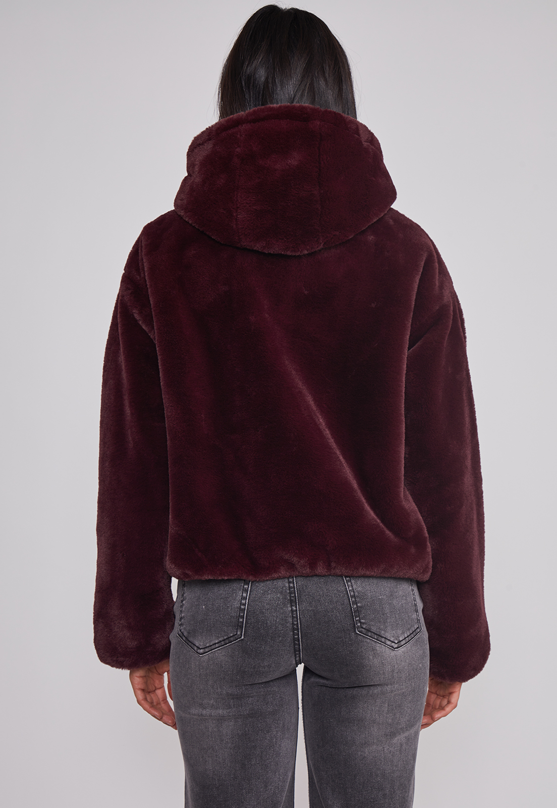 Polar Mujer Piel Con Gorro Burdeo Sioux 2