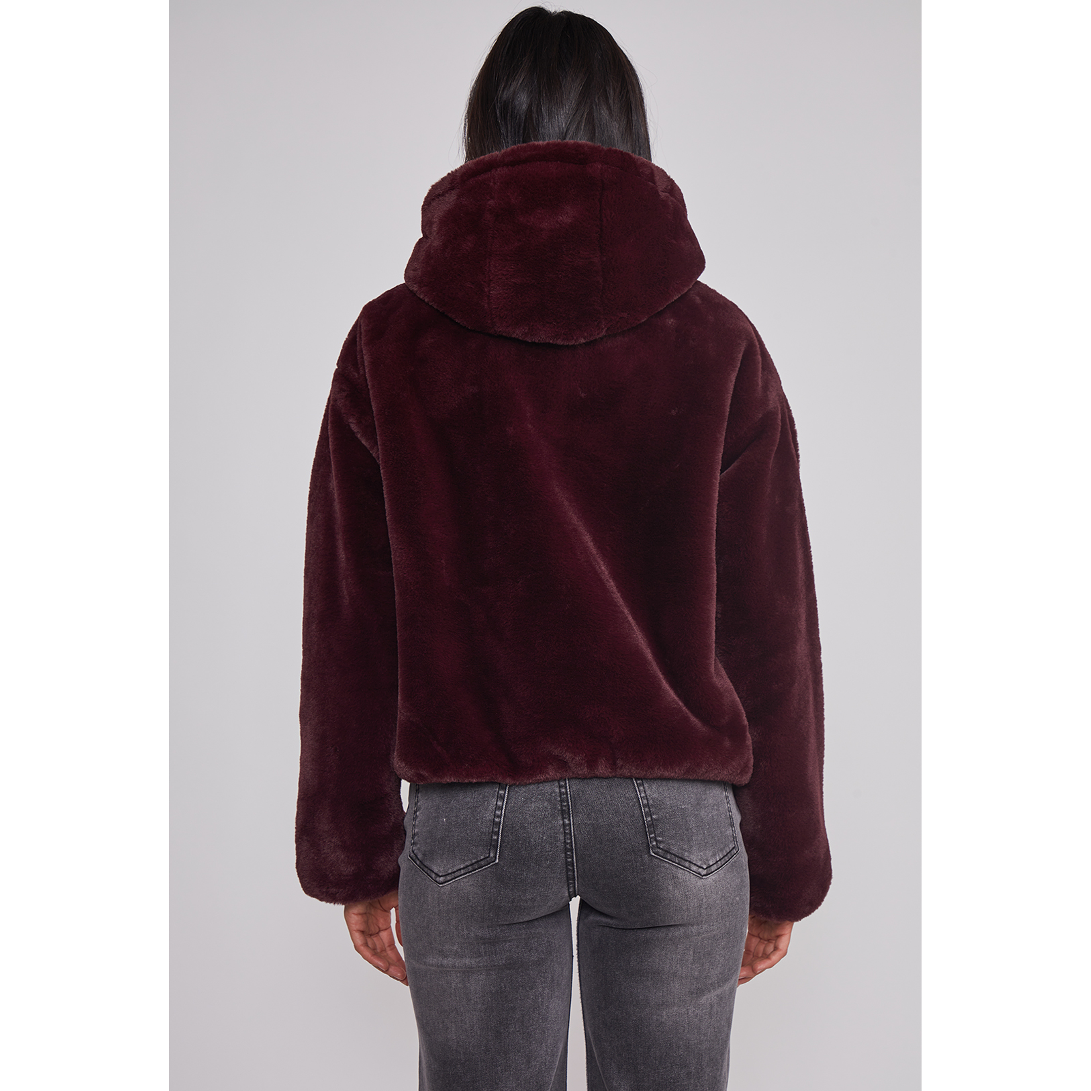 Polar Mujer Piel Con Gorro Burdeo Sioux 2