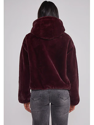 Polar Mujer Piel Con Gorro Burdeo Sioux