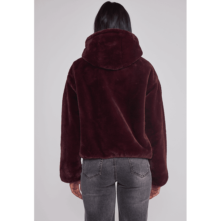 Polar Mujer Piel Con Gorro Burdeo Sioux 2