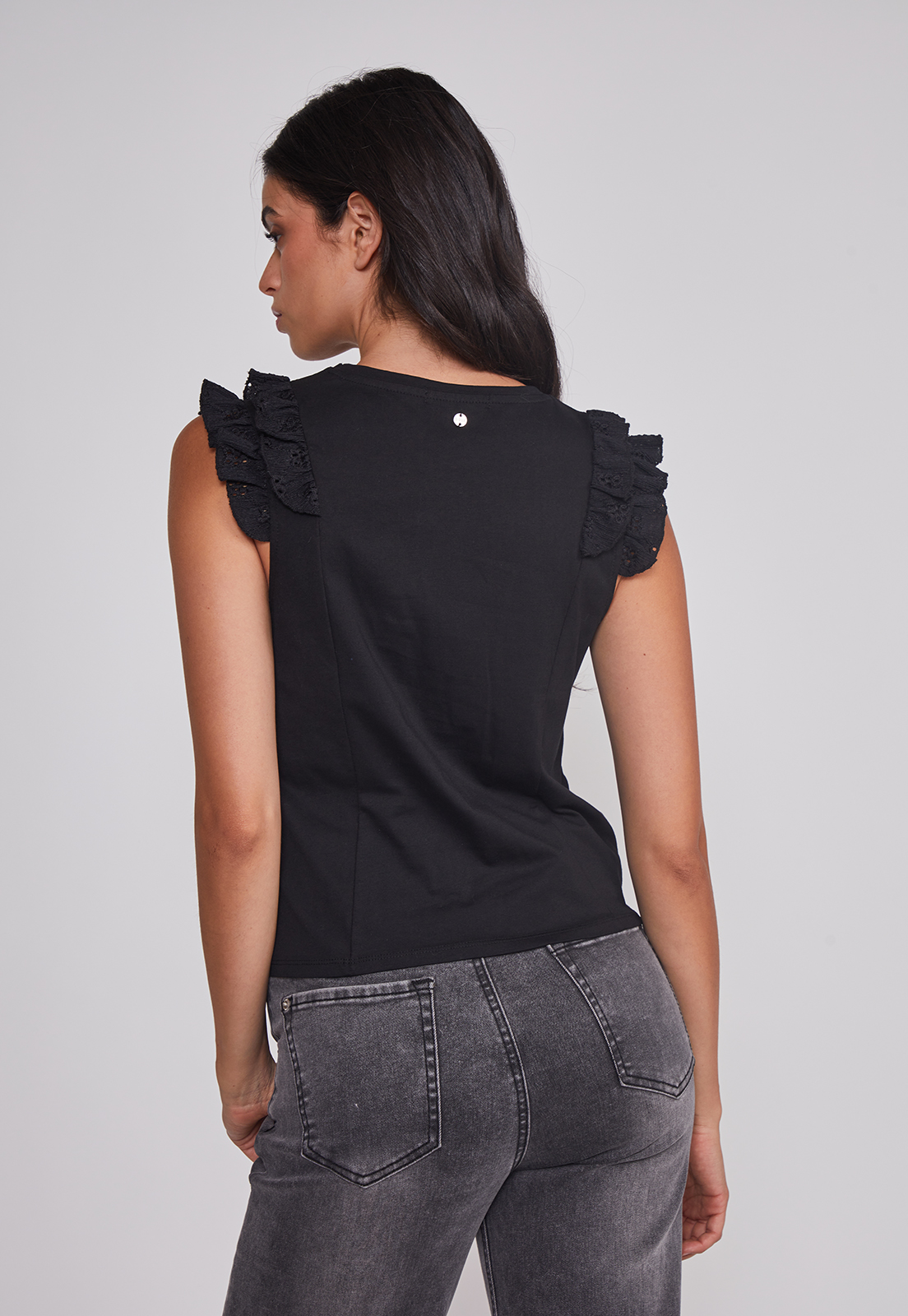 Peto Mujer Vuelos Manga Negro Sioux 2