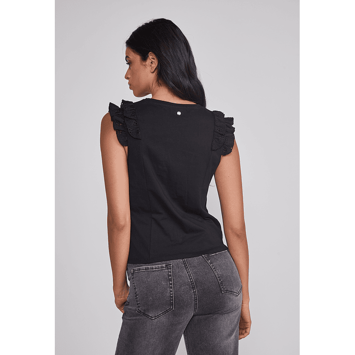 Peto Mujer Vuelos Manga Negro Sioux 2