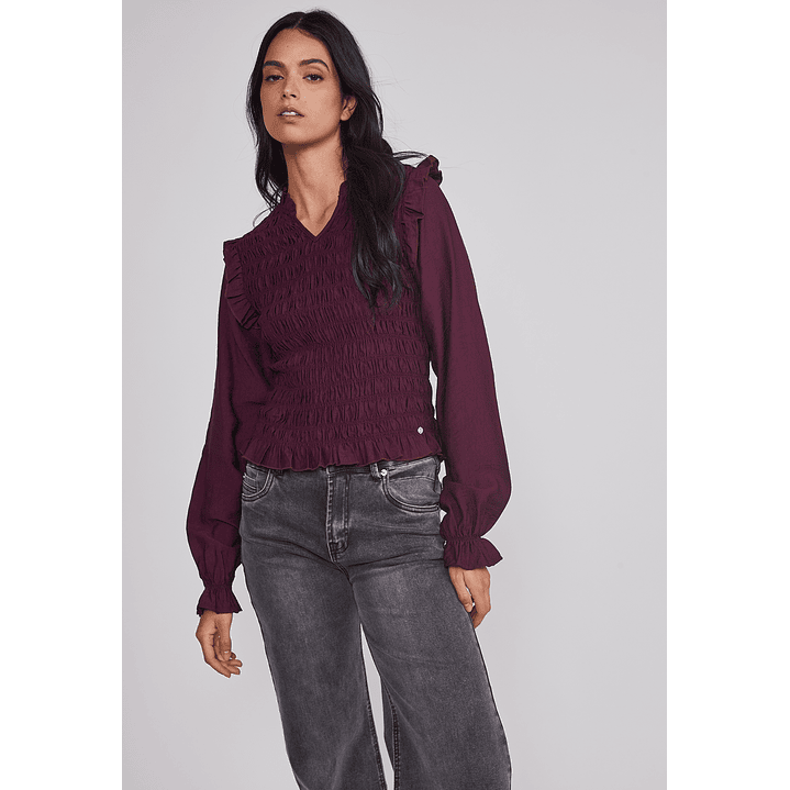 Blusa Mujer Manga Globo Burdeo Sioux 3