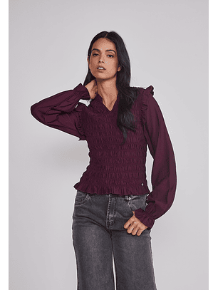 Blusa Mujer Manga Globo Burdeo Sioux