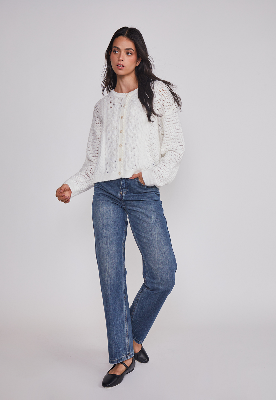 Jeans Mujer Recto Efecto Desgastado Azul Sioux 5