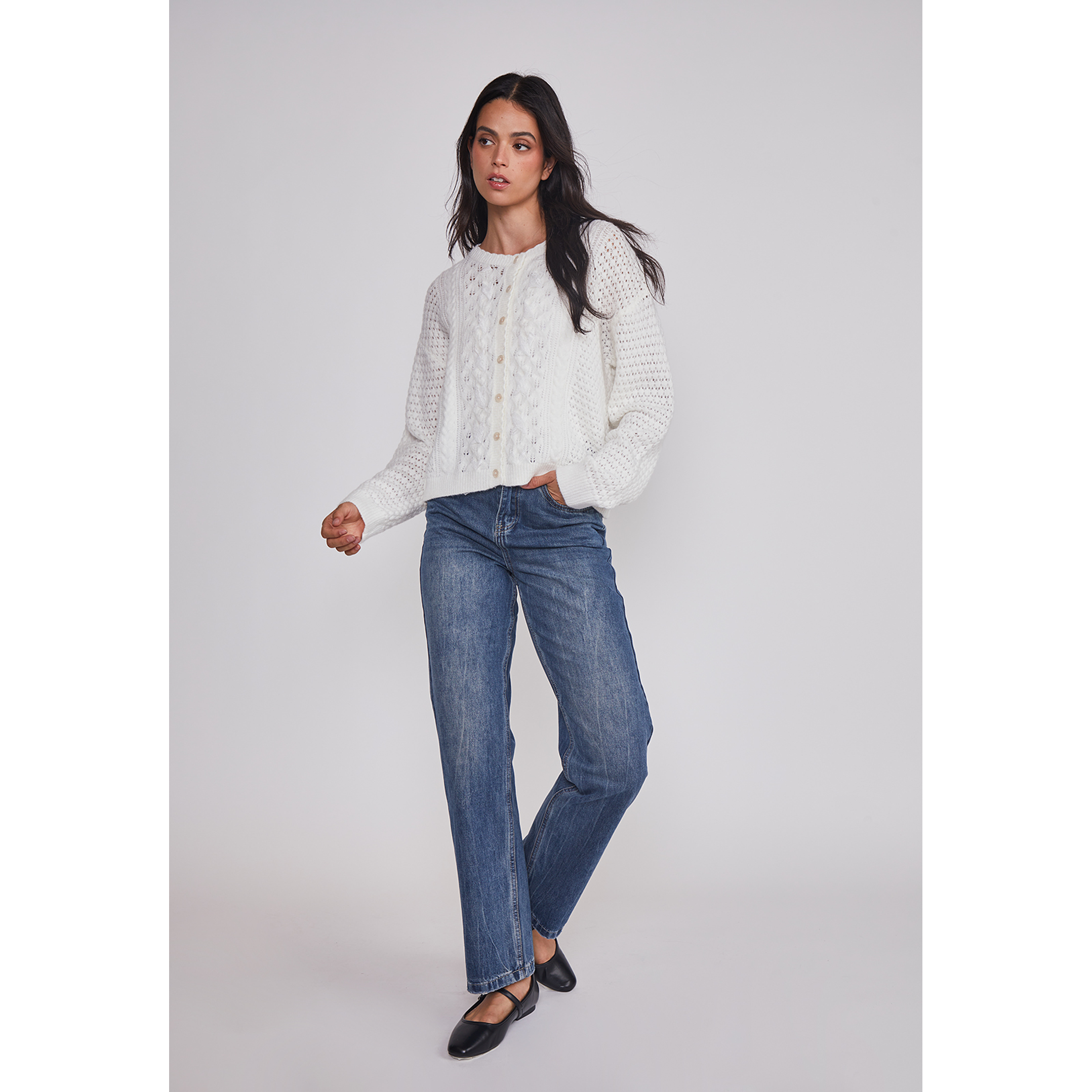 Jeans Mujer Recto Efecto Desgastado Azul Sioux 5