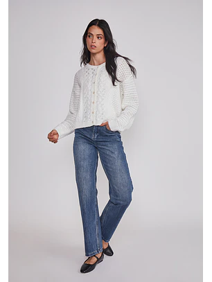 Jeans Mujer Recto Efecto Desgastado Azul Sioux