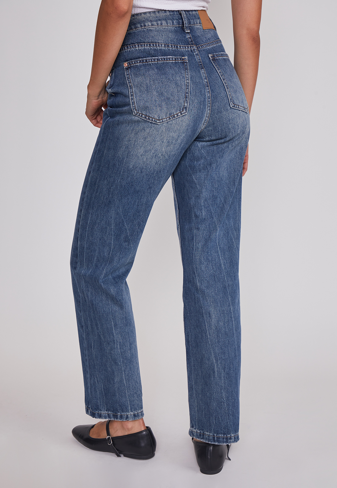 Jeans Mujer Recto Efecto Desgastado Azul Sioux 2