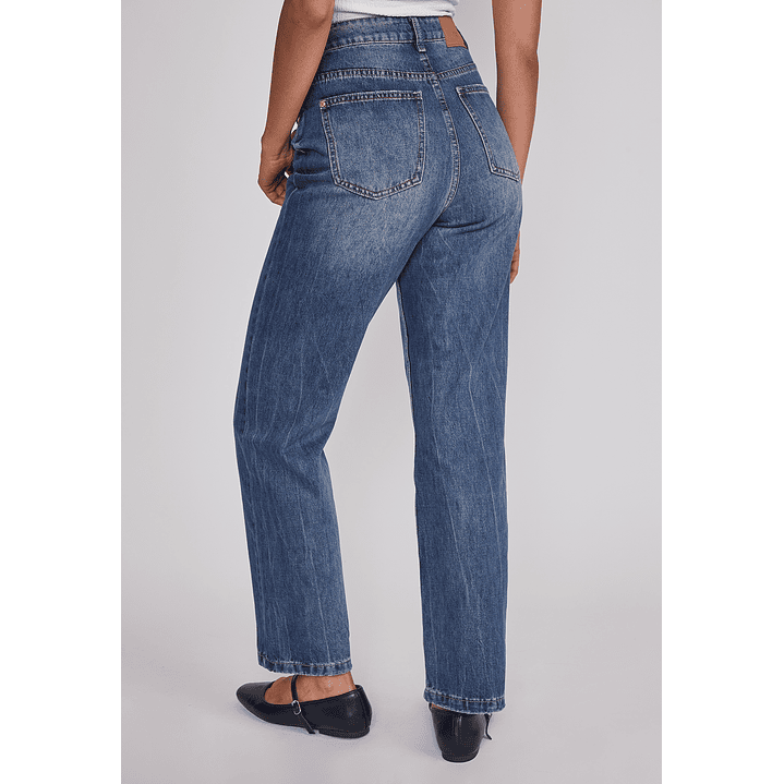 Jeans Mujer Recto Efecto Desgastado Azul Sioux 2