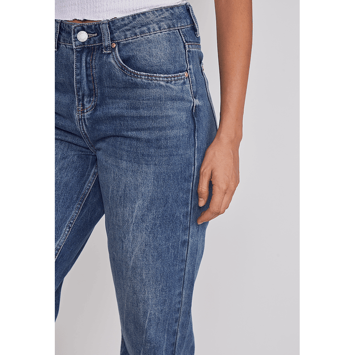 Jeans Mujer Recto Efecto Desgastado Azul Sioux 4