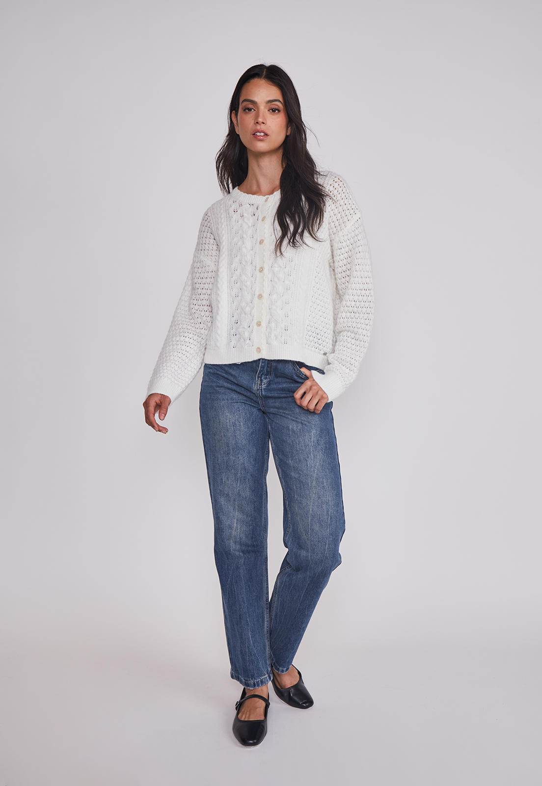 Sweater Mujer Botones Romántico Crudo Sioux 3