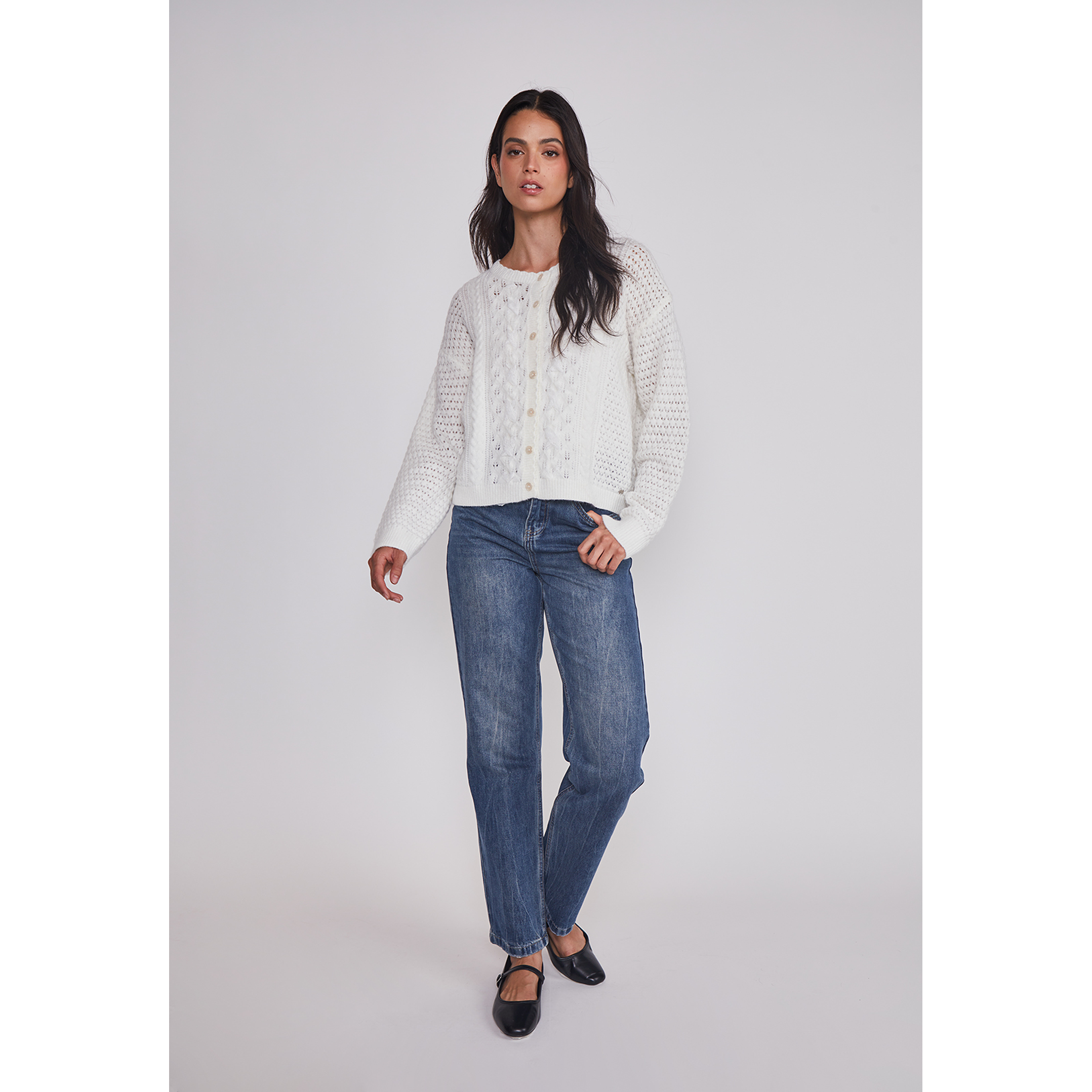 Sweater Mujer Botones Romántico Crudo Sioux 3