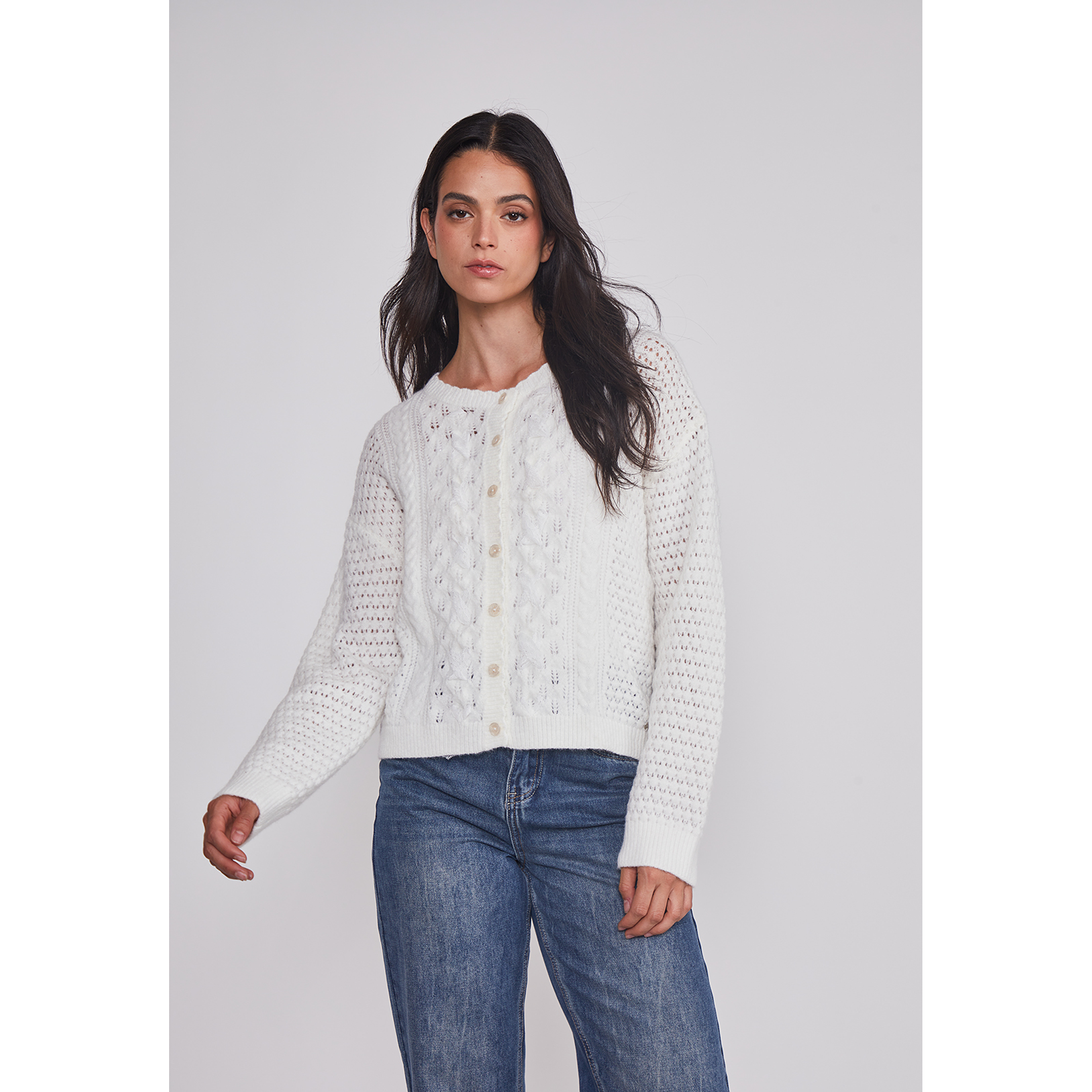 Sweater Mujer Botones Romántico Crudo Sioux 4
