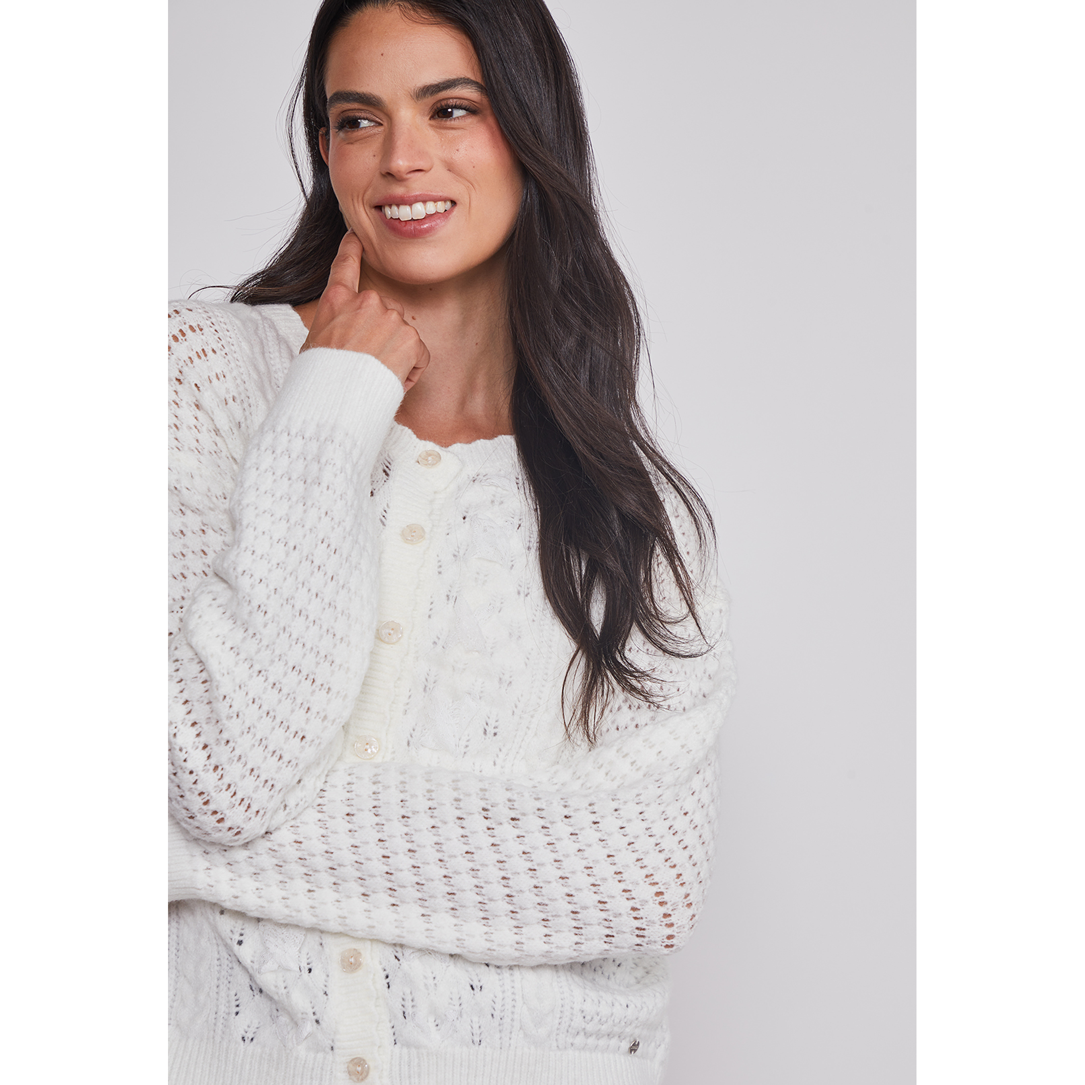 Sweater Mujer Botones Romántico Crudo Sioux 5
