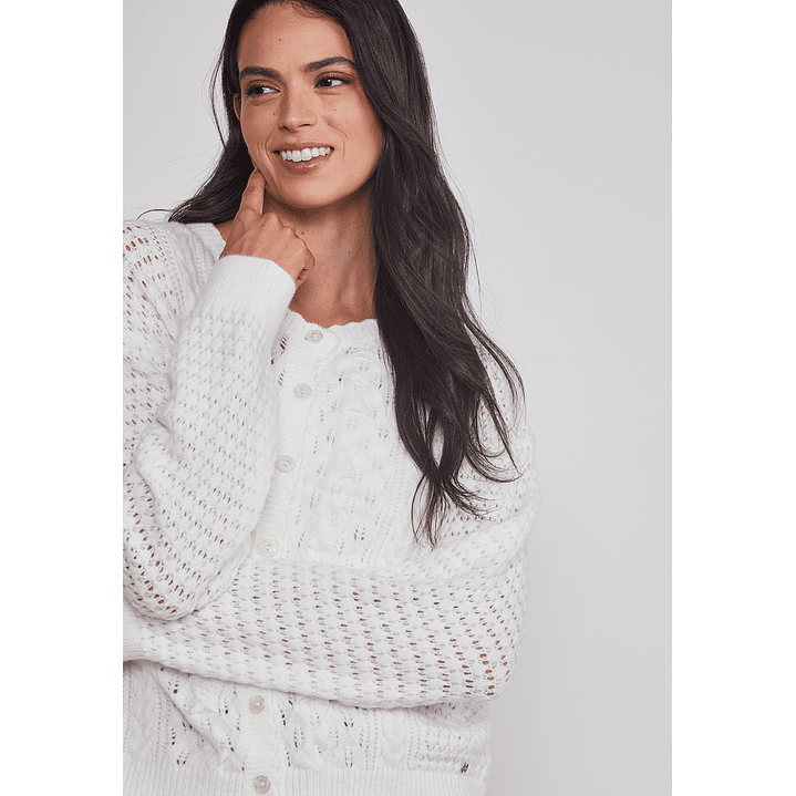 Sweater Mujer Botones Romántico Crudo Sioux 5