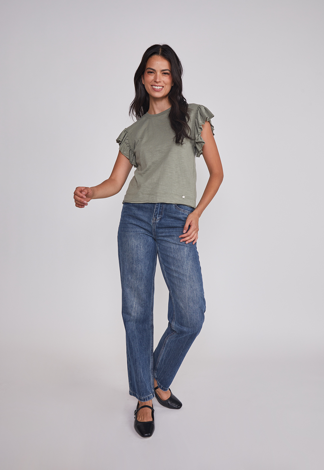 Polera Mujer Manga Brillos Verde Sioux 5