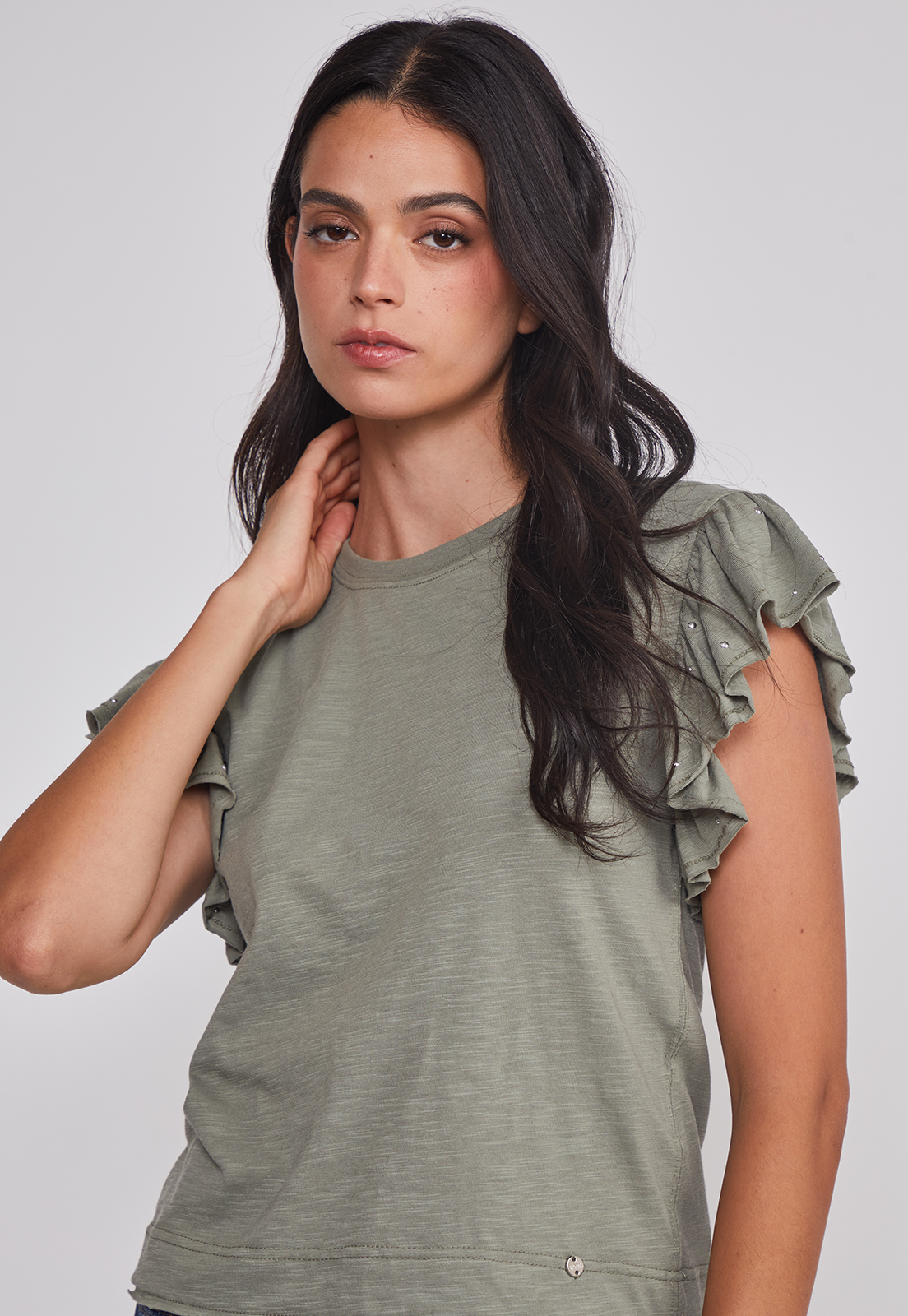 Polera Mujer Manga Brillos Verde Sioux 3