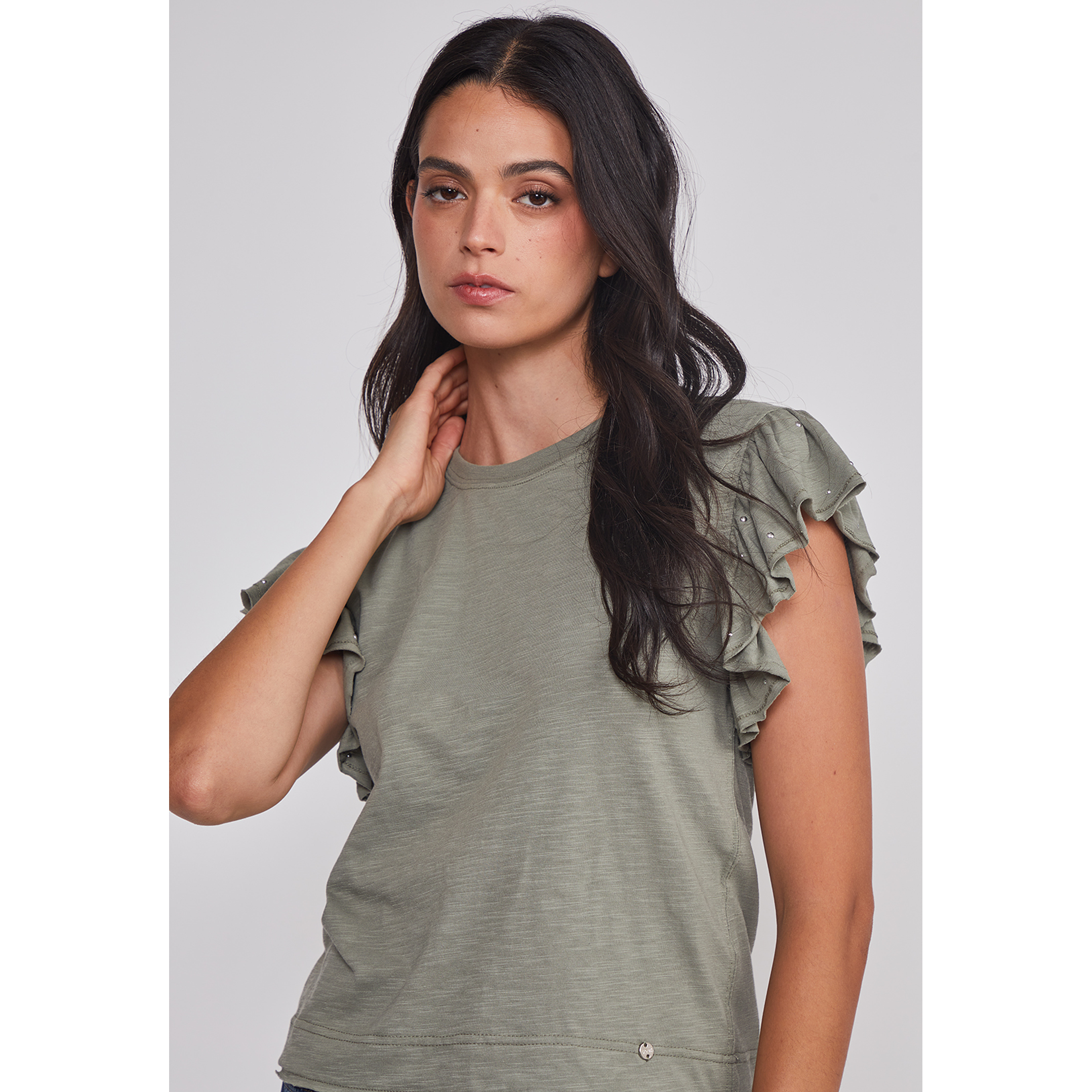 Polera Mujer Manga Brillos Verde Sioux 3