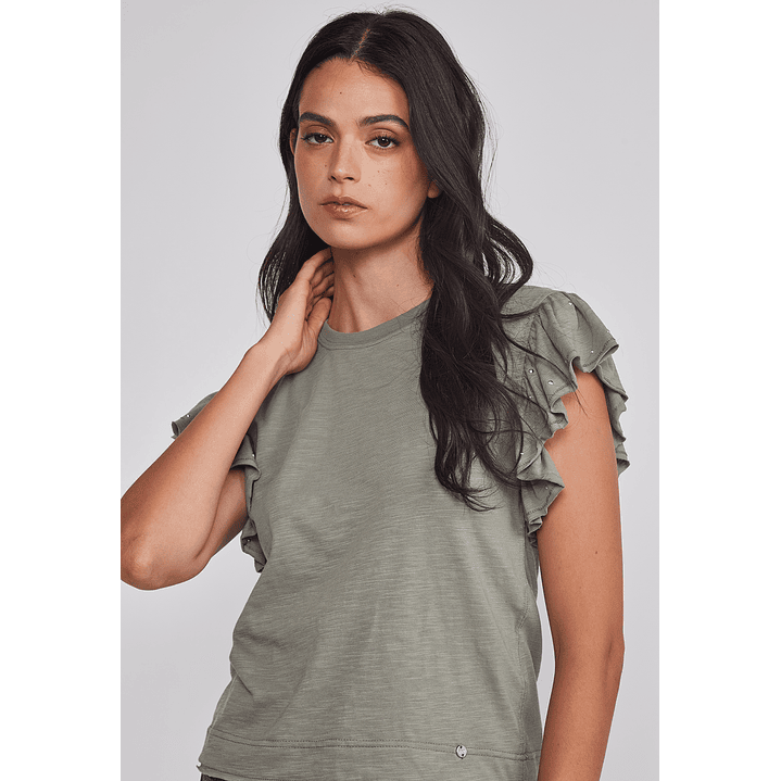 Polera Mujer Manga Brillos Verde Sioux 3