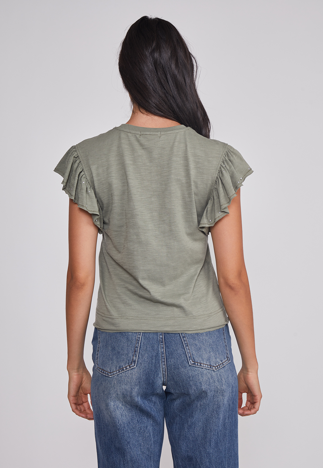 Polera Mujer Manga Brillos Verde Sioux 2