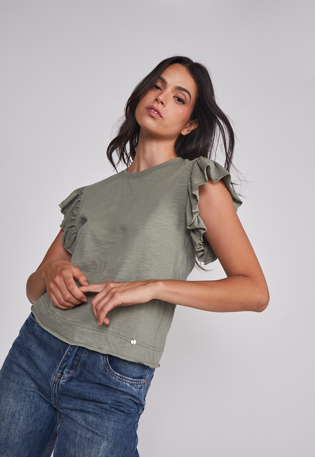 Polera Mujer Manga Brillos Verde Sioux 4