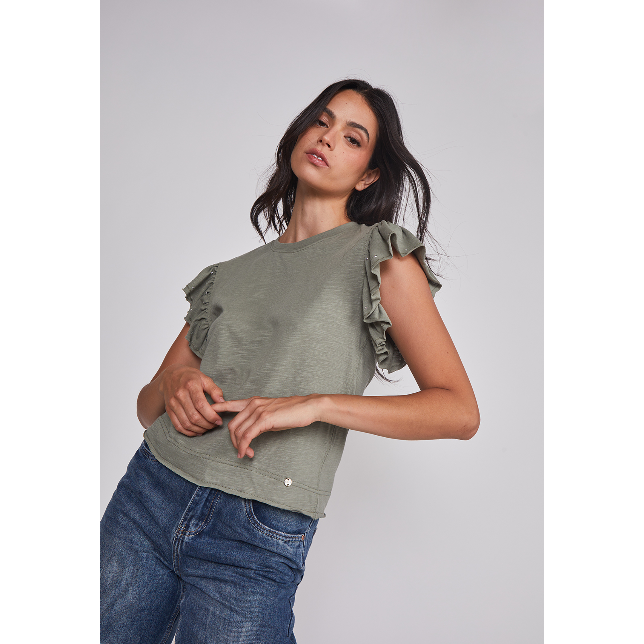 Polera Mujer Manga Brillos Verde Sioux 4